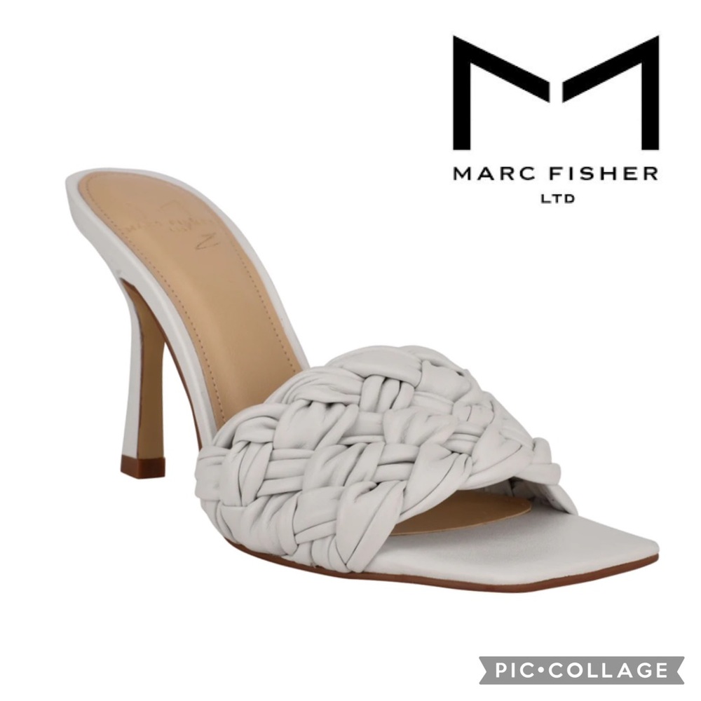 Marc Fisher Draya Square Toe Slide {White} 8.5
